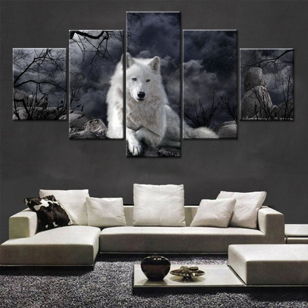 5 Panel Animal Wolf Wall Art Canvas Home Decor