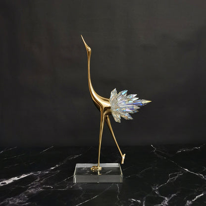 Crystal Crane Copper Home Decor Ornaments