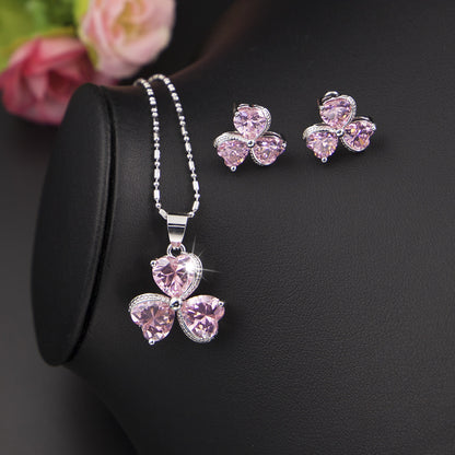 Clover Zircon Women's Diamond Jewelry Set