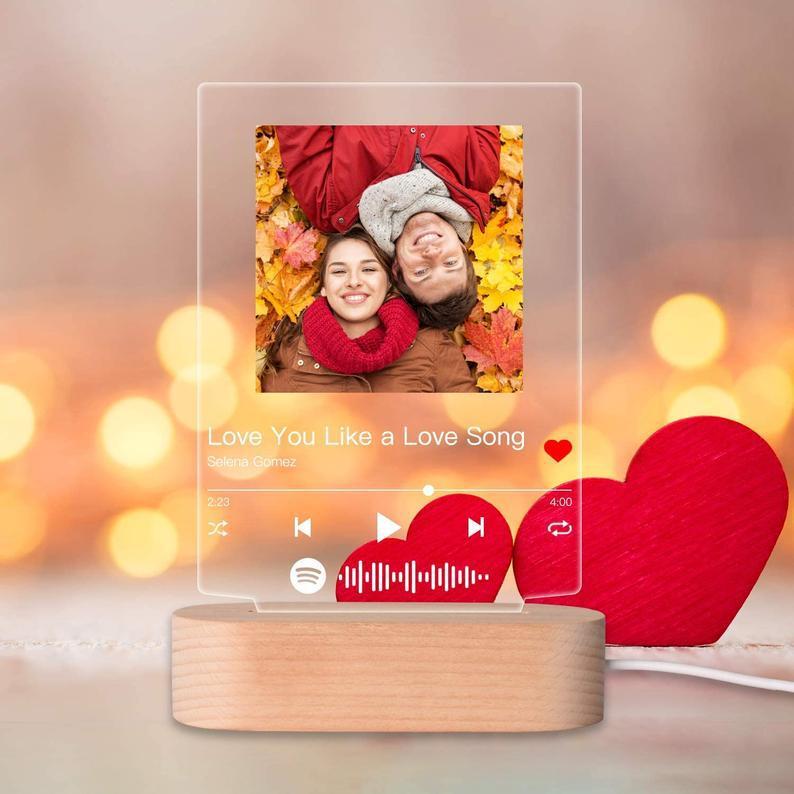 Customizable Photo Music Album Light Carved Name Song Photo Frame