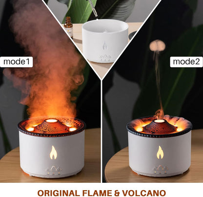 Volcano Humidifier with Flame and Aromatherapy Essential Oil Diffuser (Flame Colour)