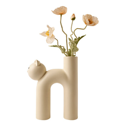 Home Decoration Cute Tube Cat Vase