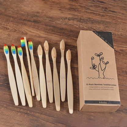 New Design Mixed Color Bamboo Eco Friendly Toothbrush