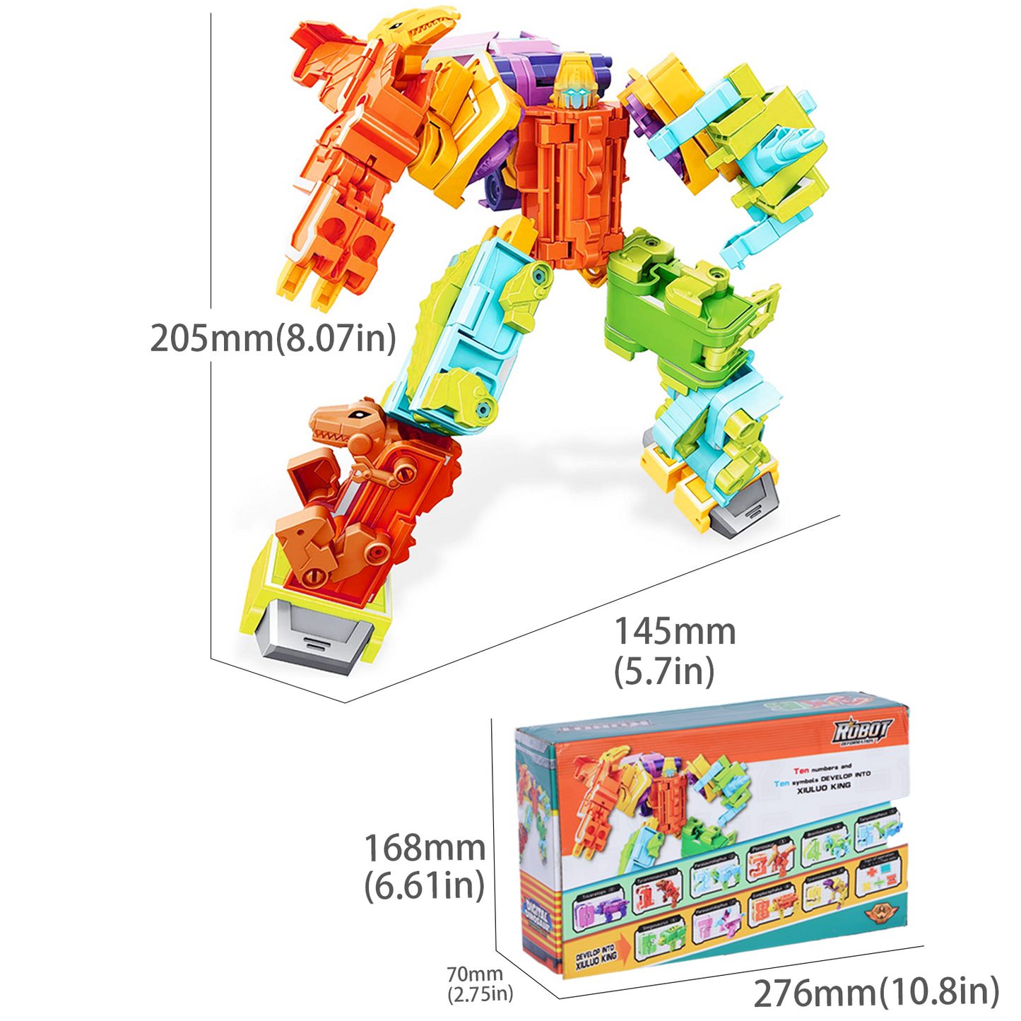 Robot Transform Toys for Kids, 20 Packs Dinobots Transforming Number Block Math Toys Gifts for Boys Girls, STEM Learning & Education Toys for Kids Ages 6 7 8 9 10 Year Old