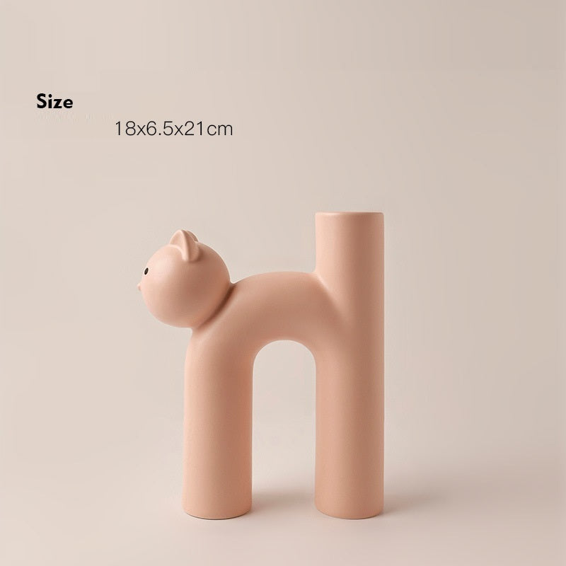 Home Decoration Cute Tube Cat Vase