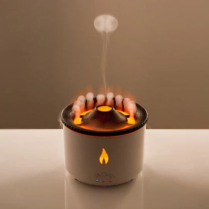 Volcano Humidifier with Flame and Aromatherapy Essential Oil Diffuser (Flame Colour)