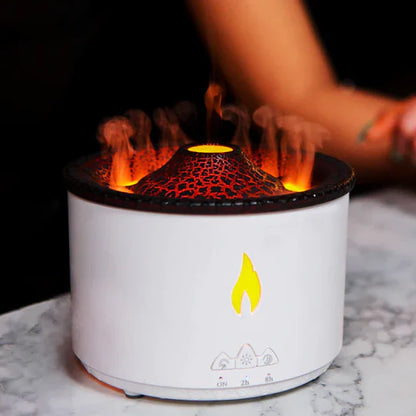 Volcano Humidifier with Flame and Aromatherapy Essential Oil Diffuser (Flame Colour)