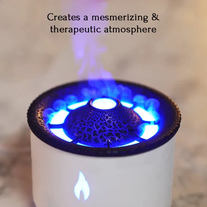 Volcano Humidifier with Flame and Aromatherapy Essential Oil Diffuser (Flame Colour)