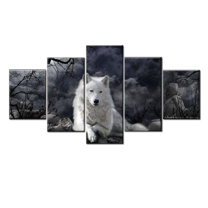 5 Panel Animal Wolf Wall Art Canvas Home Decor