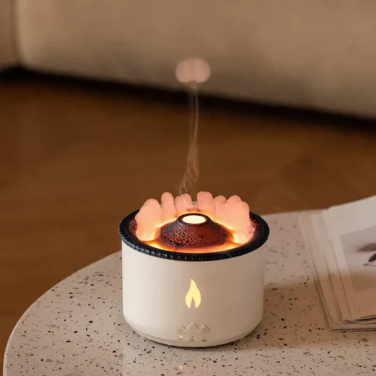 Volcano Humidifier with Flame and Aromatherapy Essential Oil Diffuser (Flame Colour)